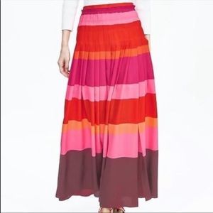Banana republic pleated striped maxi skirt